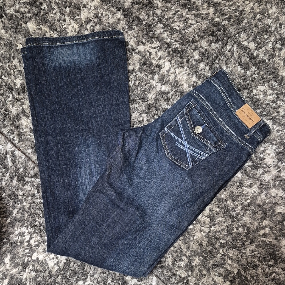 Sz 3/4 Long Aeropostale Dark Blue Flared Jeans